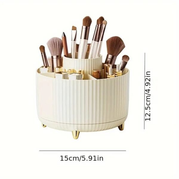 1pc Desktop Rotating Storage Bucket, Makeup Brush Holder, Cosmetics Storage Container, Plastic Makeup Storage Rack, Dorm Bedroom Bathroom Accessories, Makeup Organizer, Vanity Organizer, Home Organization And Storage Supplies, Room Decor - Image 4