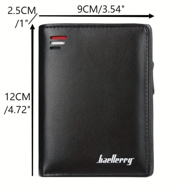 Baellerry Men's Business Retro Short Wallet Multi-card Slot PU Leather Buckle Zipper Bank Card Holder - Image 2