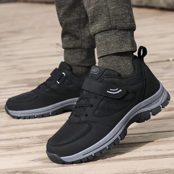 Men's Breathable Casual Shoes With Hook And Loop Fastener, Comfy Soft Sole Sneakers For Outdoor Jogging, Spring And Summer - Image 2