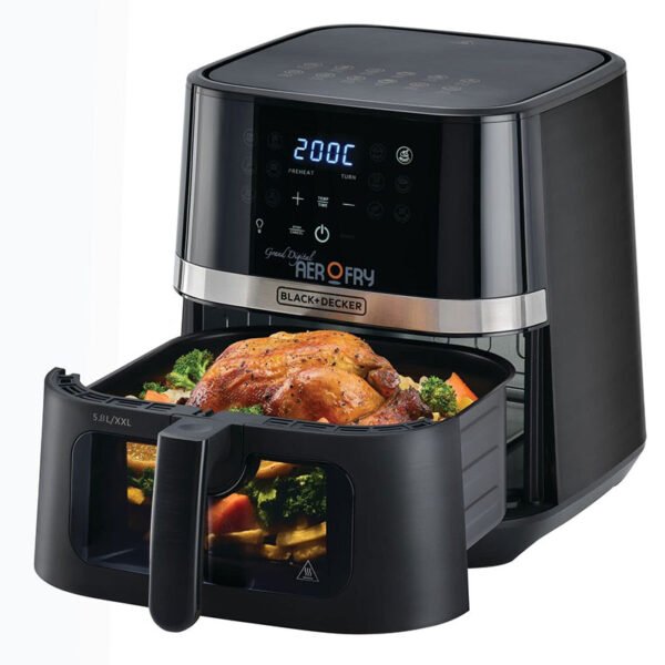 Philips Airfryer XL - 2000W, LED Touch Screen Display, 6.2L, 1.2KGs, 7 Presets, Rapid Air Technology, Black - HD9270/91