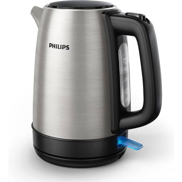 Philips, New Daily Metal Kettle, 1.7 Liters Capacity, 2200 Watts, Silver/Black, HD9350/92