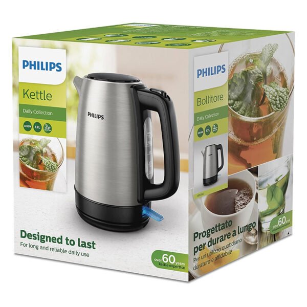 Philips, New Daily Metal Kettle, 1.7 Liters Capacity, 2200 Watts, Silver/Black, HD9350/92 - Image 5