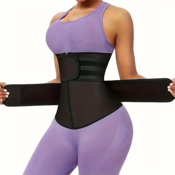 1pc Zipper Waist Trimmer With Double Belt, Waist Trainer, Hook & Loop Fastener Compression Cincher, Women's Underwear & Shapewear