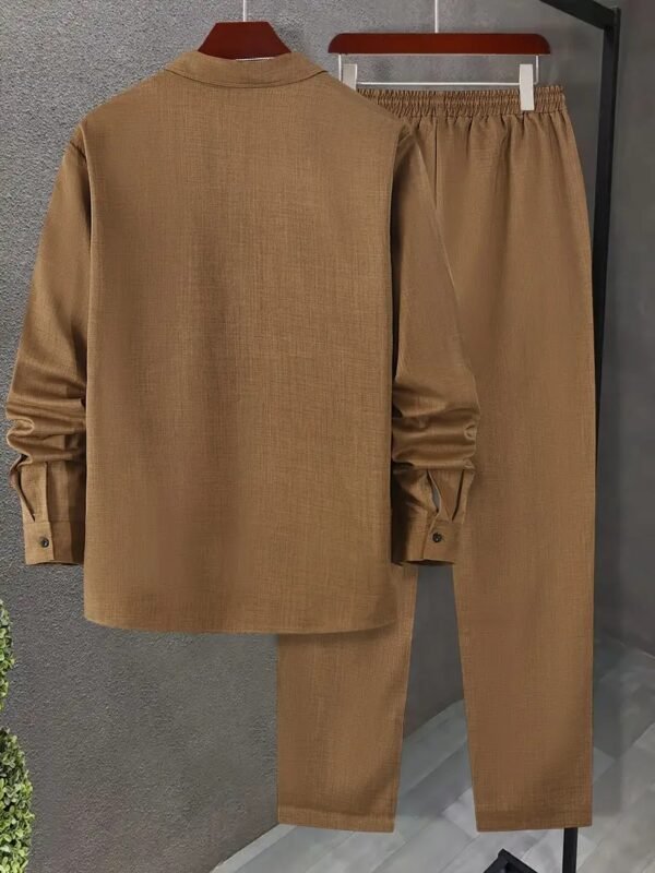 Men's Casual 2-Piece Set, Shirt And Drawstring Pants, Regular Fit, Machine Washable - Image 4